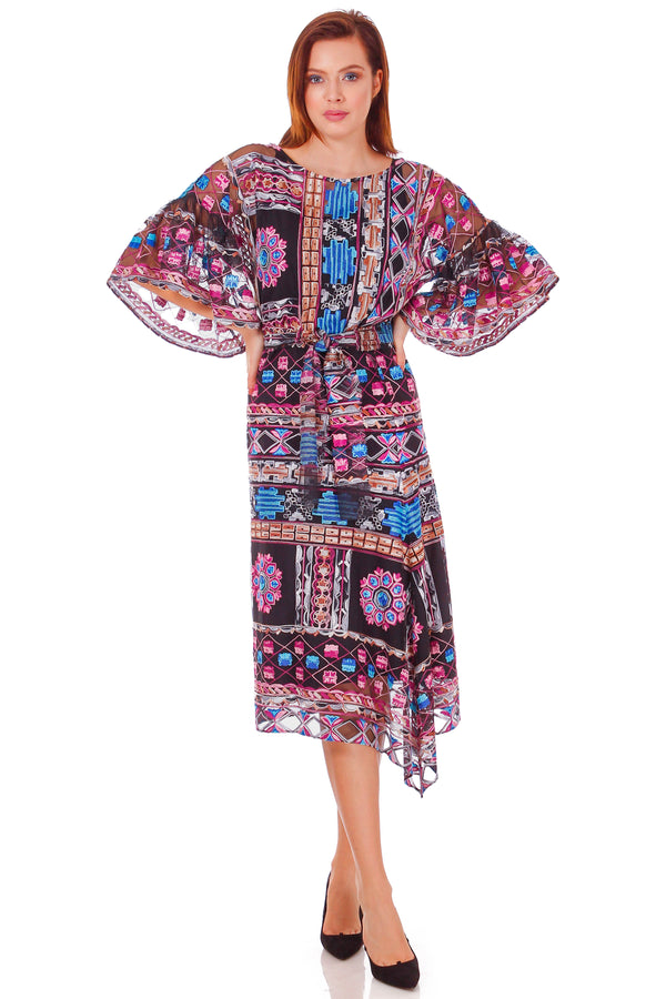 Rochie tul negru cu broderie P-71